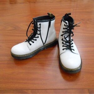 Dr. Martens White Combat Boots with Black Laces